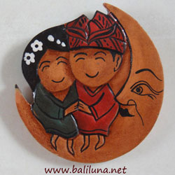 souvenir pernikahan tradisional etnik tempelan kulkas pengantin Tradisional adat bali duduk di bulan